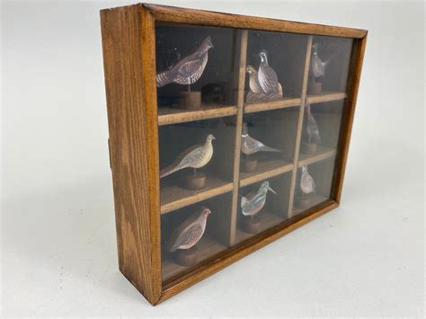 Tannery Lane Co. Shadow Box with various Miniature Bird Carvings (#719 ...