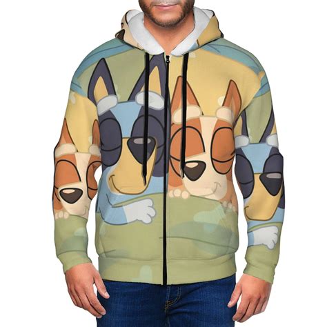 Sanaai Bluey for Men's Full-Zip Hoodie with Kangaroo Pocket - Zip-Up ...