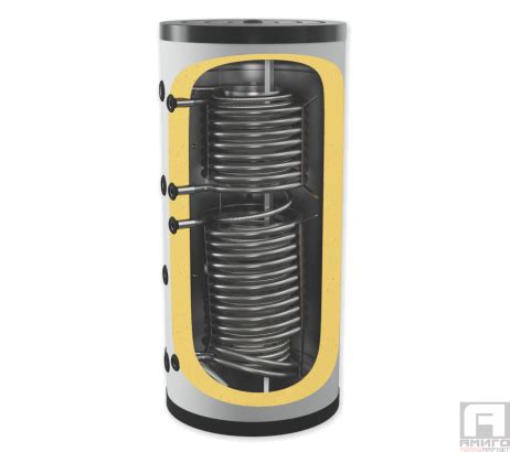 Buffer tank Eldom 500l., With two black and one stainless steel coil ...