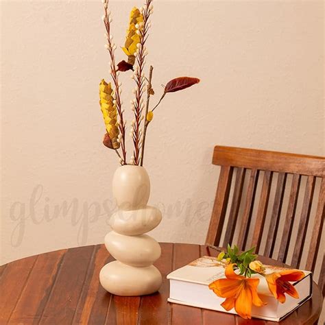 Buy Glimpse Homes Pebble Vase | Ceramic Flower Vase | 11 inch ...