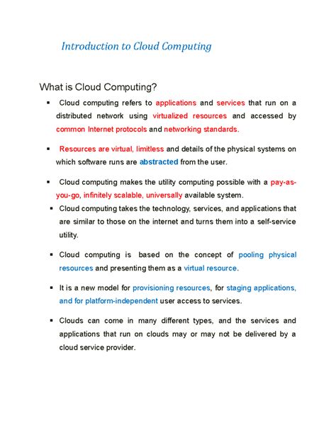 Introduction to Cloud Computing - Resources are virtual, limitless and ...