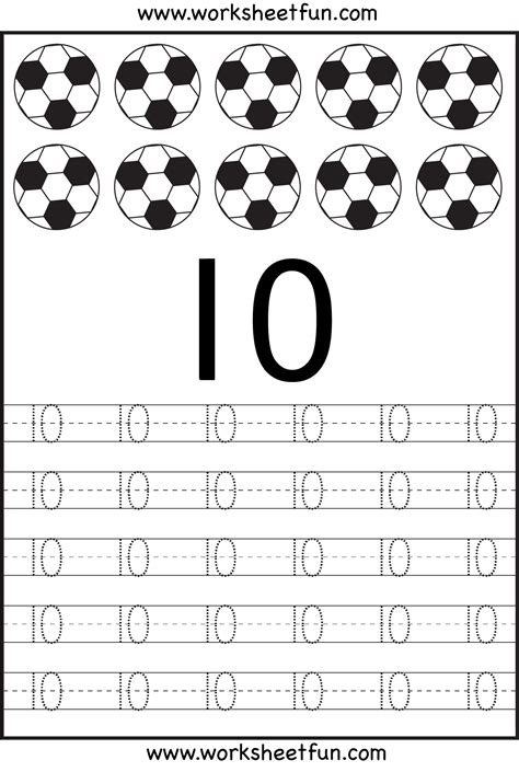 Number Tracing Worksheets For Kindergarten- 1-10 – Ten Worksheets ...