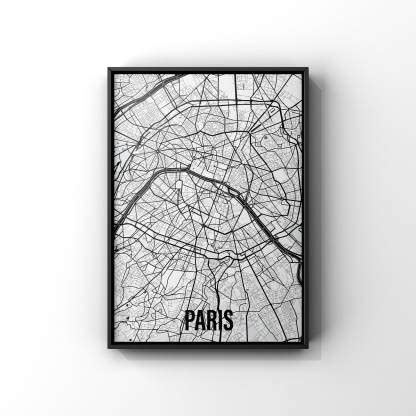 Paris Map Poster Black and White Poster A3 Size Premium glossy Finish ...