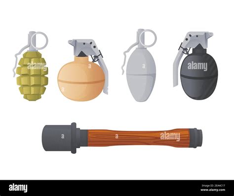 Set of hand grenades from world war two and modern variants frag and ...