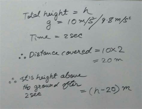 A body is dropped from a certain height h. what is its height above the ...