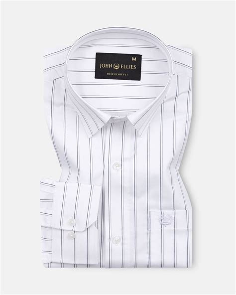 Buy Gavin White Stripe Cotton Shirt – John Ellies India