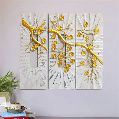 CraftVatika Metal Tree Branch Wall Hanging Showpiece with Wooden Base ...