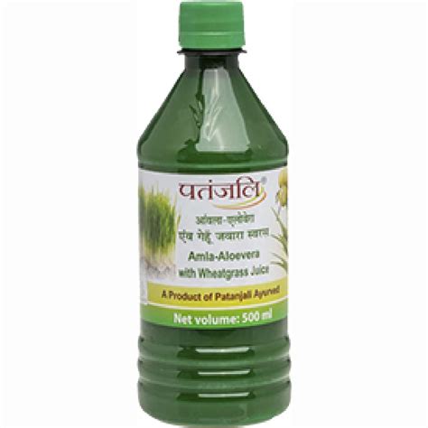 Patanjali Amla-Aloevera with Wheatgrass Juice, 500 ml Price, Uses, Side ...