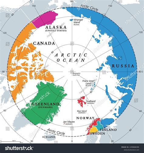 Countries Within Arctic Circle Political Map Stock Vector (Royalty Free) 2299688395 | Shutterstock