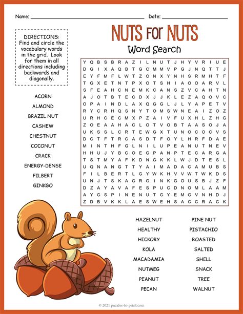 Nuts Word Search