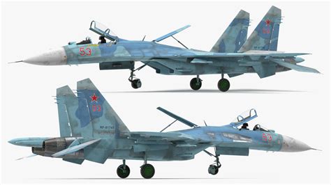 3D Su-27 Flanker Russian Fighter Aircraft Old Rigged for Maya model ...