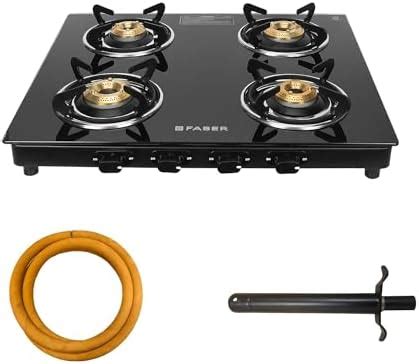 Faber Gas stove 4 Burner Glass Cooktop (Grand 4BB BK) Manual Ignition ...