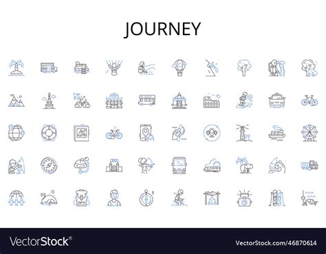 Journey line icons collection broadcast program Vector Image