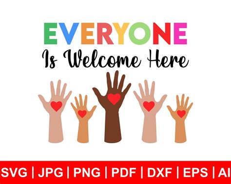 Everyone is Welcome Here Svg Png: Teacher Poster Print (digital File ...