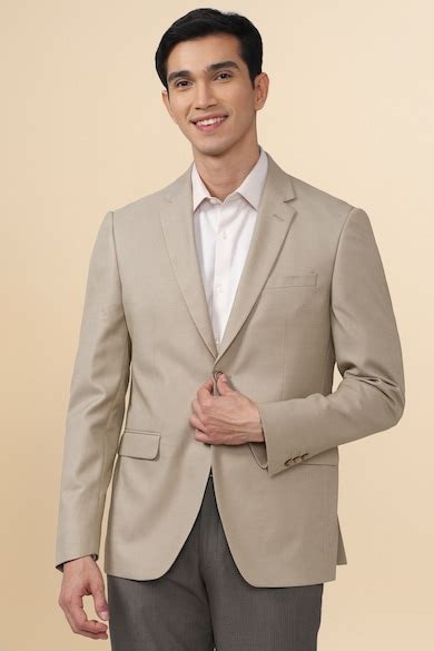 Buy Men Beige Solid Formal Blazer Online - 741621 | Peter England