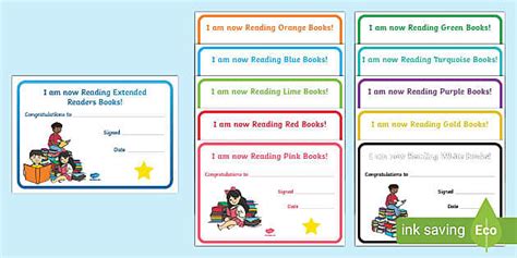 Reading Book Band Certificates Pack