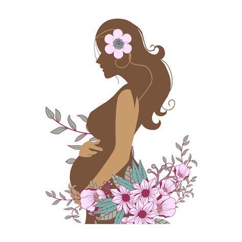 Pregnancy Woman Childbirth Clip art - Vector pregnant woman flowers png ...
