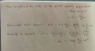 A square paper sheet has 103/4 cm long find the perimeter - Brainly.in