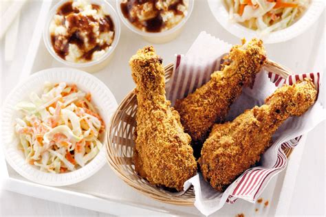 Southern baked chicken with coleslaw, mashed potato and gravy | Recipe Cart