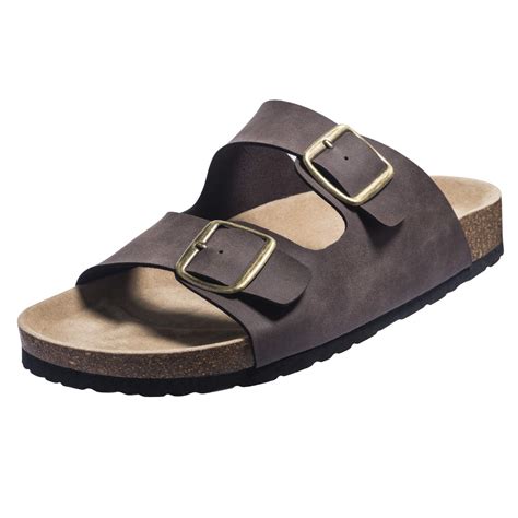 FITORY Mens Sandals Arch Support Slides with Two Adjustable Buckle ...
