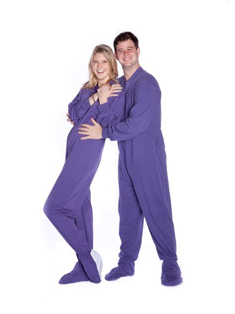 Big Feet Pjs - Adult Footed Onesie Pajamas, Cotton Jersey Knit, Purple ...
