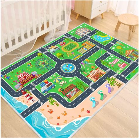 Amazon.com: Kids Carpet Playmat Car Rug, Car Rug for Kids Toy Cars, Non ...