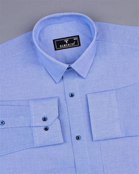 Pirate Blue White Dotted Dobby Cotton Shirt – Hamercop