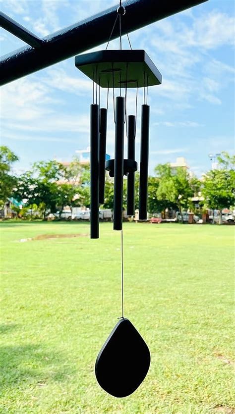 G F S Black Aluminium Wind Chime for Home | 5 Pipe Wind Chime for ...