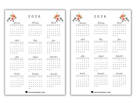 Print 2026 Yearly Calendar