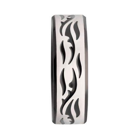 Buy Stainless Steel with Tribal Cut Out Design Comfort Fit Band Ring ...