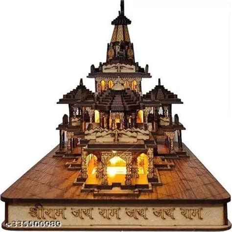 Wooden LED Lights Temple Shri Ram Mandir Ayodhya 3D Decorative Showpie ...