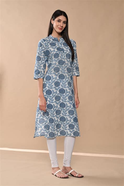 White Floral Printed Kurta – SABHYATA CLOTHING