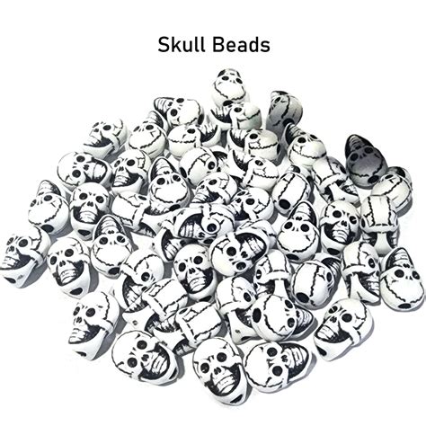 100 Pieces White Acrylic Skull Beads Skeleton Head Beads Spacer Beads ...