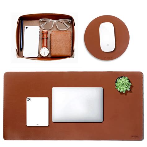 UK Leather Creation Combo Pack with Turf Desk Mat,Vegan Tray and Mouse ...