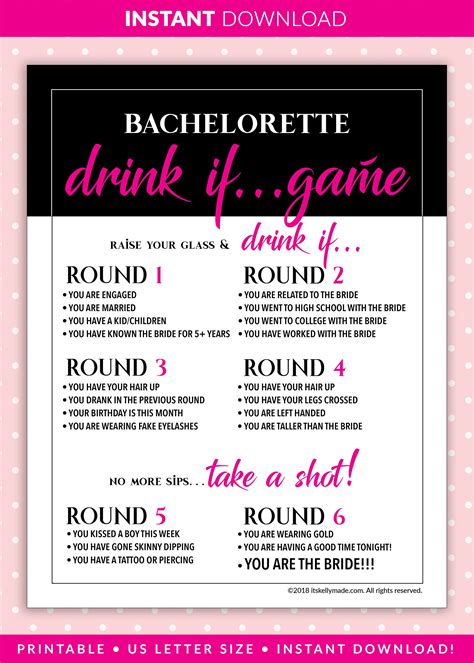 Free Printable Bachelorette Party Games - Printable Calendars AT A GLANCE