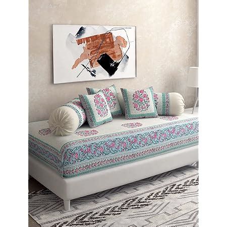 Trance Home Linen 108TC Cotton Diwan Set 8 Pc | Jaipuri Printed Block ...