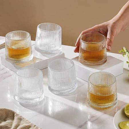 Nestasia Whiskey Glasses Set of 6, 150ml, Rotating Crystal Thick Cut ...