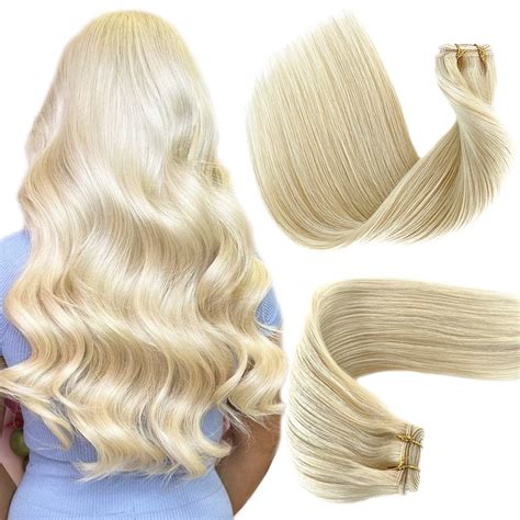 Amazon.com : Blonde Sew in Hair Extensions Real Human Hair, #60 ...