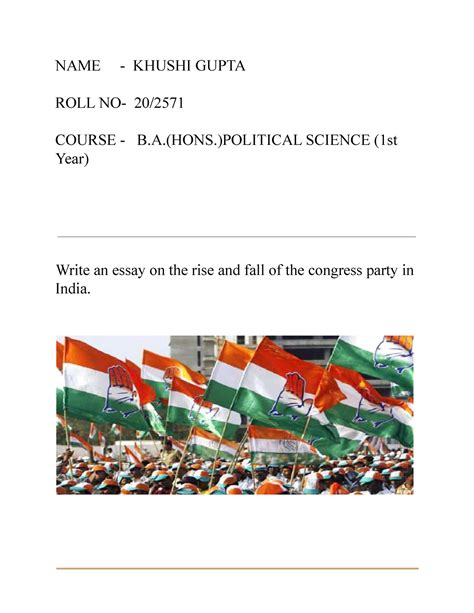 Political process in india assignment (2nd sem) - NAME - KHUSHI GUPTA ...