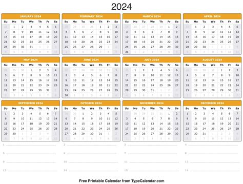 Download Free Printable 2024 calendar Template