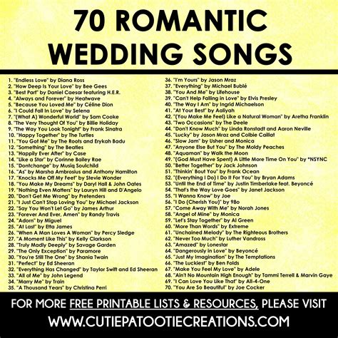70 romantic songs for weddings cutie patootie creations – Artofit