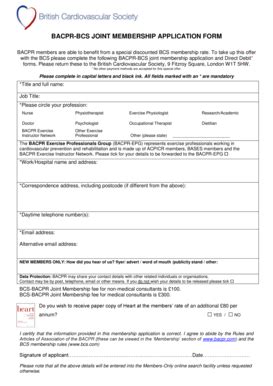 Fillable Online BACPR members are able to benefit from a special ...
