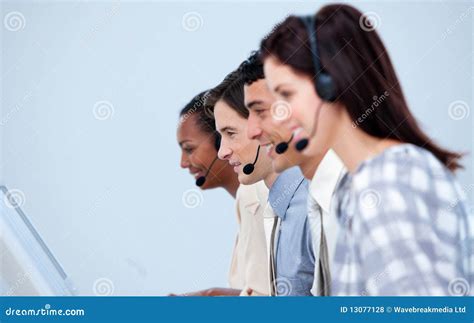 Smiling Customer Service Representatives Stock Photo - Image of commerce, computer: 13077128