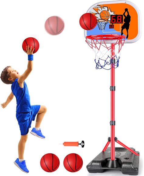 Amazon.com: Kids Basketball Hoop with Electronic Scoreboard Adjustable ...