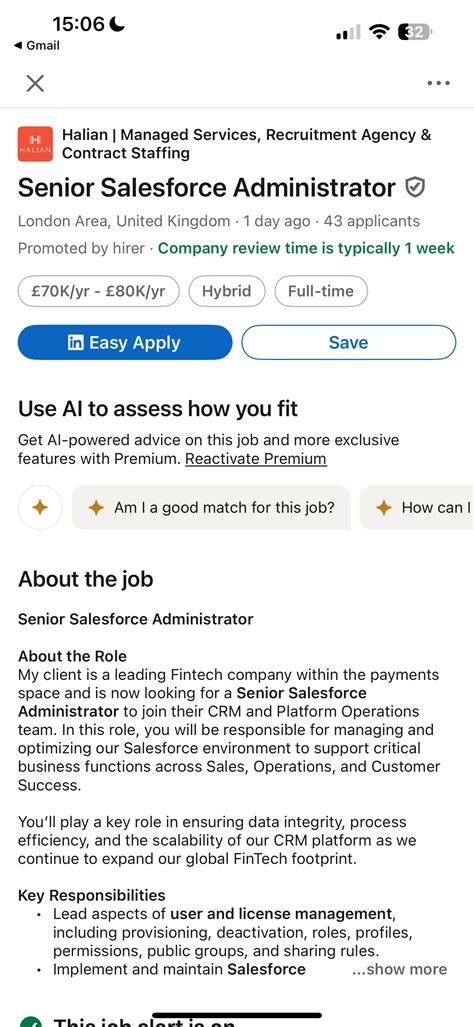 New Salesforce Administrator Job Salary £70K/yr -£80K/yr Apply If Ready ...