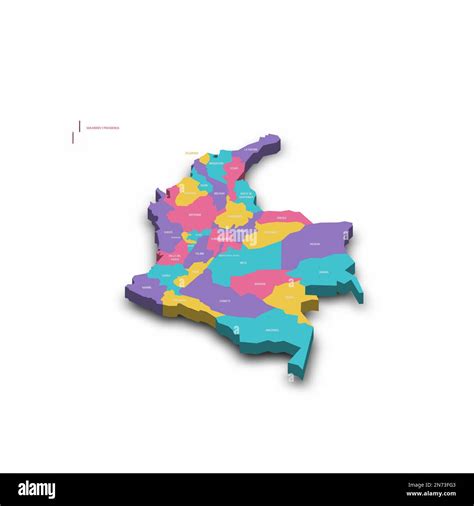 Colombia political map of administrative divisions - departments and capital district. Colorful ...