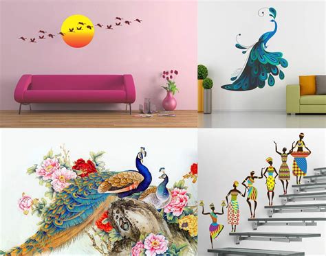 Buy Ghar kraft Tribal Lady | Bird Sunset | Peacock Wall Sticker Set of ...