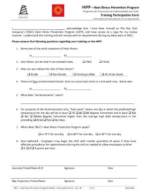 Fillable Online HIPP Heat Illness Prevention Program - Insurance ...