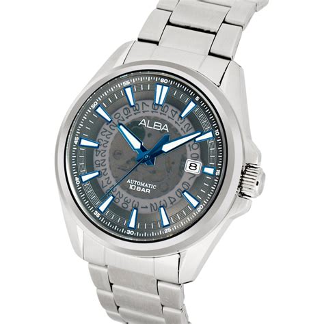 Alba AU4033X1 Black Skeleton Dial Watch with Blue Hands – The Watch Factory