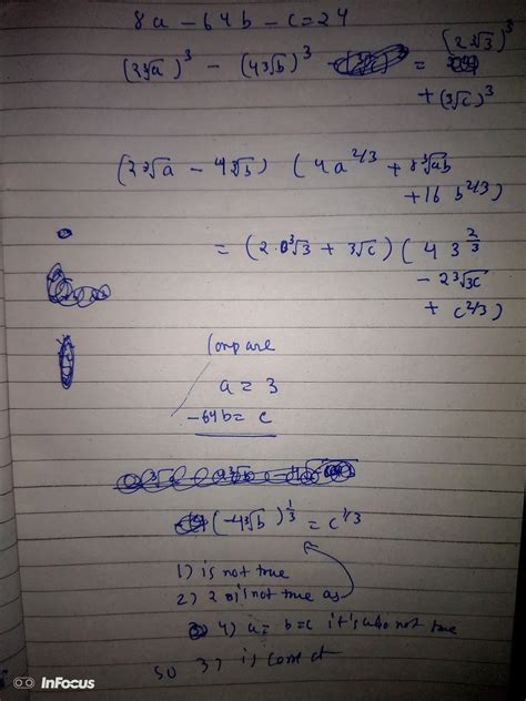 If 8a-64b-c = 24 cube root of abc is not equal to zero, then which of ...
